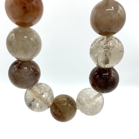 Rutilated Natural Quartz Crystal Stretch Bracelet Gemstone 13x0.5” Beads w/ Box - Picture 6 of 11